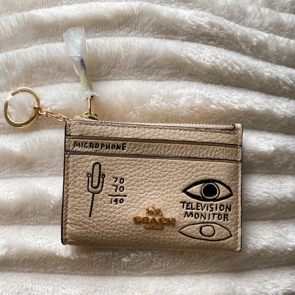 Brand new Coach Gold/Ivory/Multi X Jean Michel Basquiat keychain Wallet